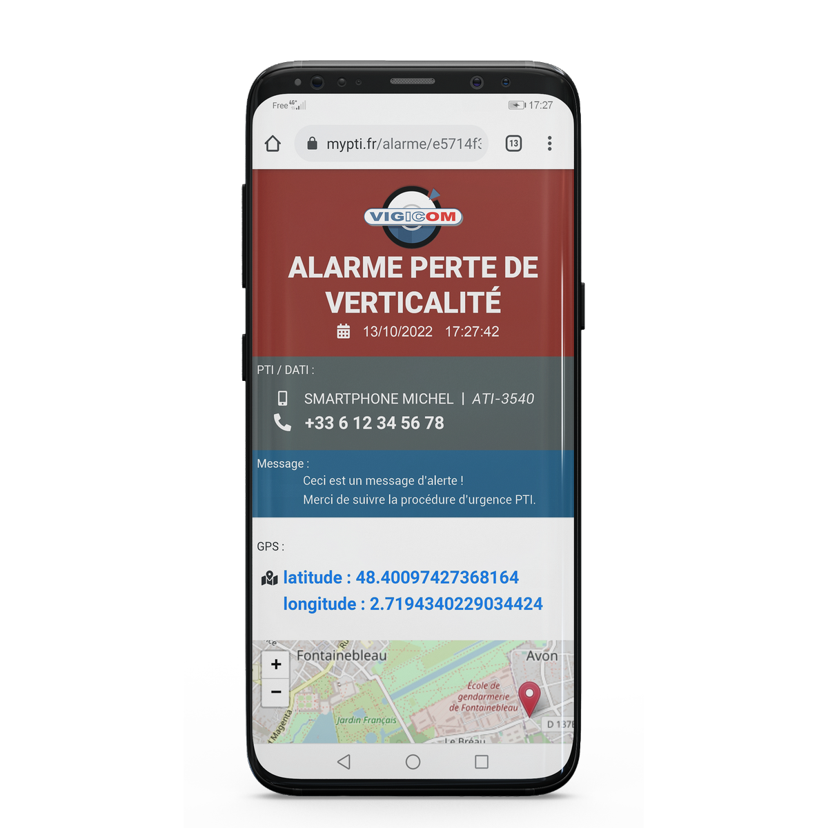 Application mobile DATI / PTI pour smartphone Android