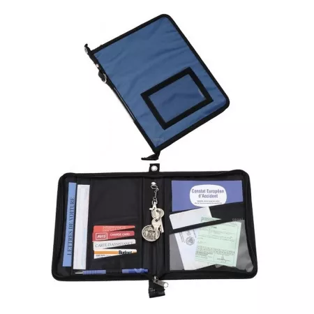 Porte documents organiseur véhicule SIMILI CUIR BLEU