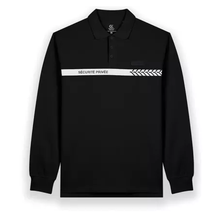 Polo noir ML bande grise SECURITE PRIVEE - GK Polo noir ML bande grise SECURITE PRIVEE - GK