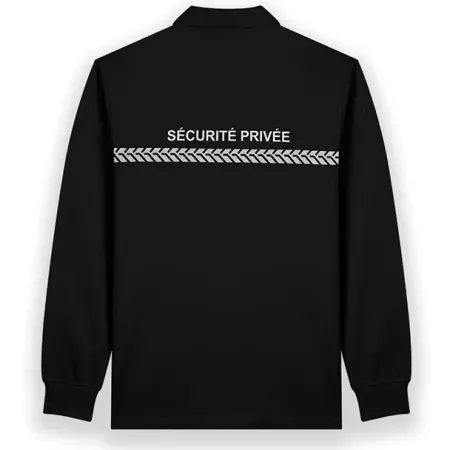 Polo noir ML bande grise SECURITE PRIVEE - GK Polo noir ML bande grise SECURITE PRIVEE - GK