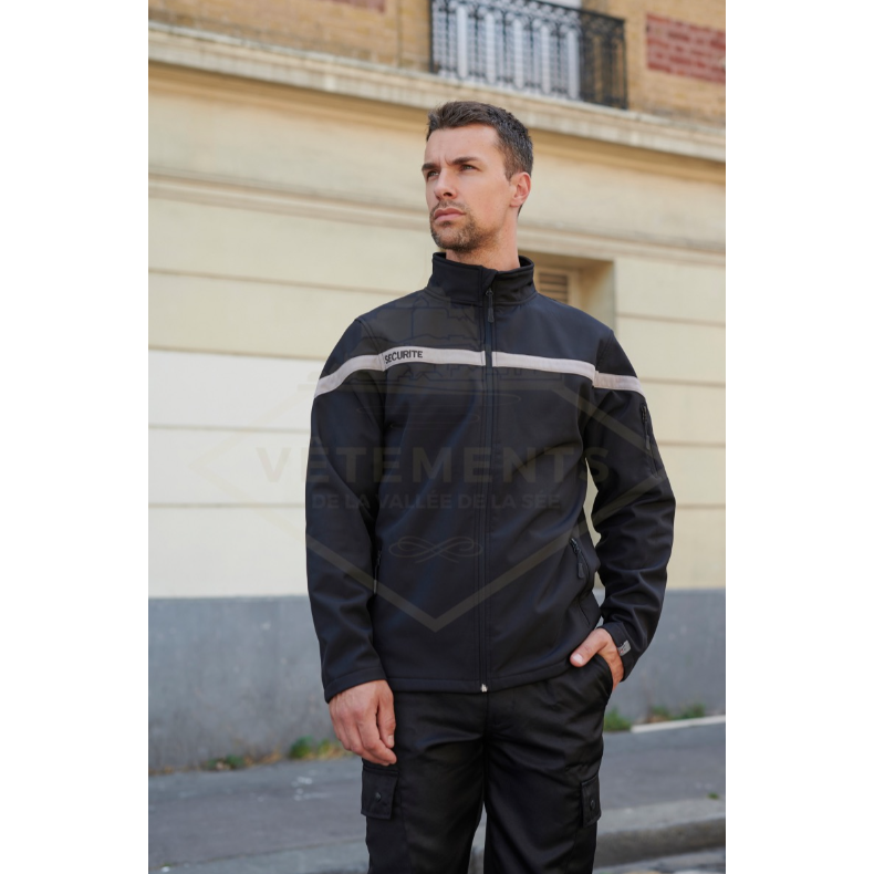 Blouson softshell Scurit noir bande grise