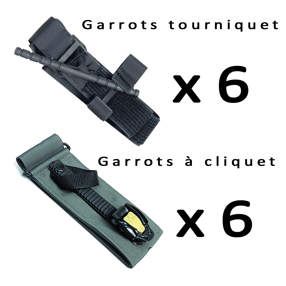 Pack de 12 Garrots 6  cliquet + 6 tourniquet noir