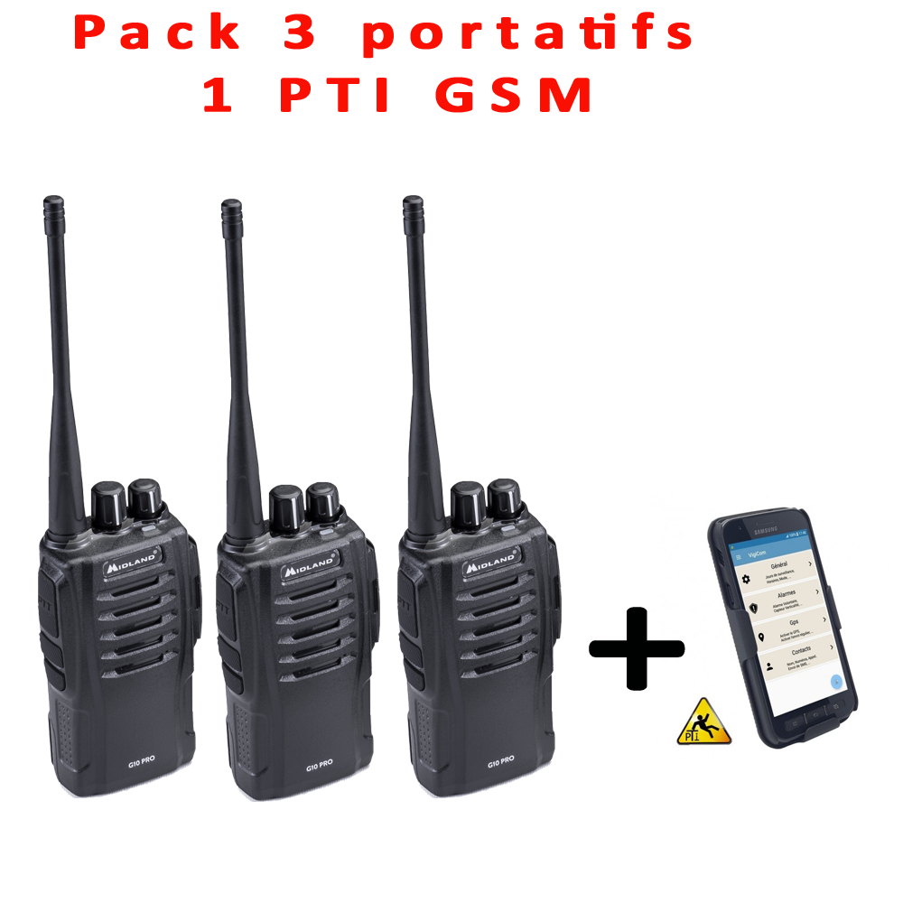 Pack 3 portatifs G10 PRO + 1 PTI GSM