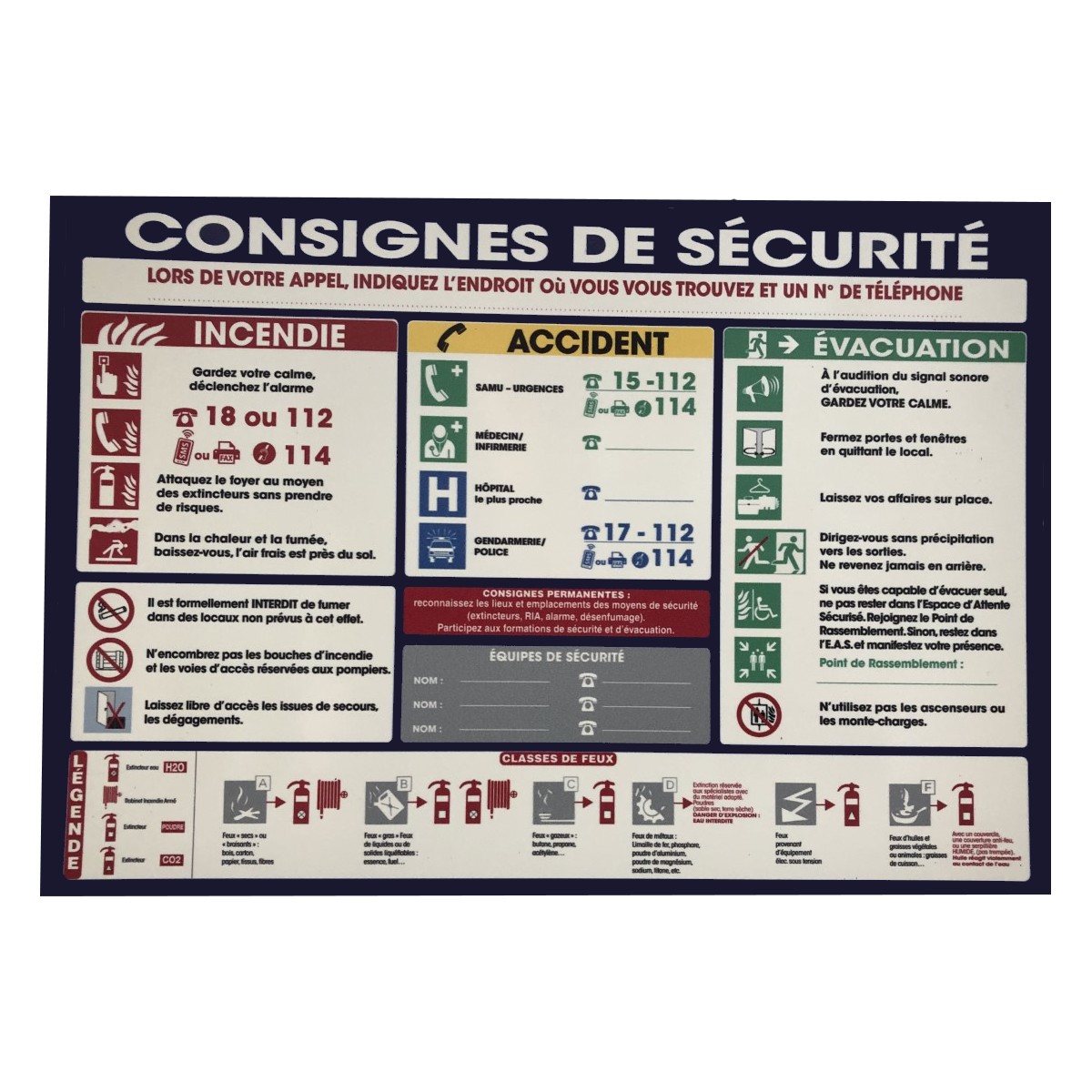 Panneau consignes de Scurit