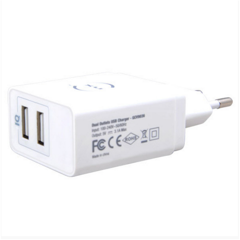 Chargeur secteur double USB - Port QI - Charge rapide